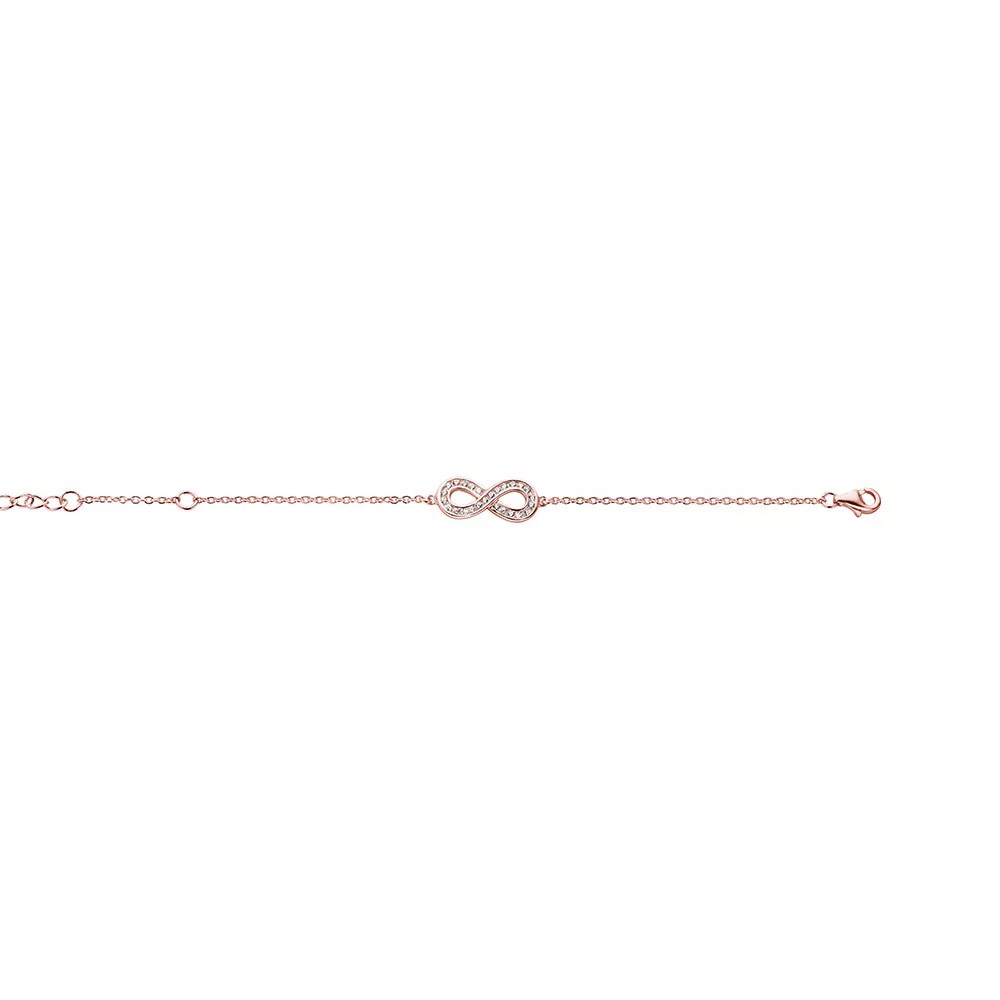 New Bling 9NB-0226 Armband Infinity zilver/zirkonia rosekleurig  17-20 cm