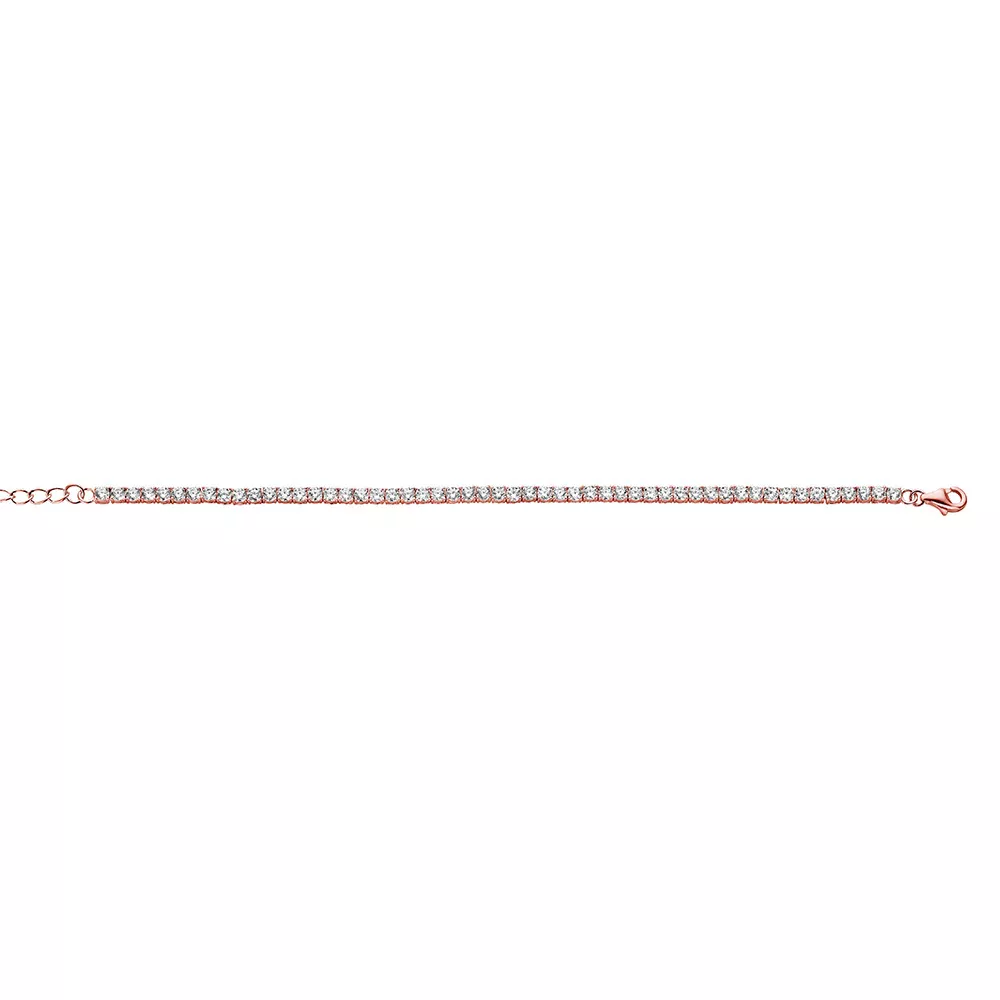 New Bling 9NB-0232 Tennisarmband zilver met ronde zirconia rosekleurig 3 mm  x 17-20 cm