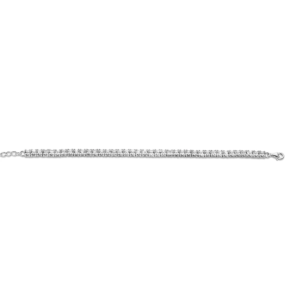 New Bling 9NB-0233 Tennisarmband zilver met vierkante zirconia zilverkleurig 4 mm  x 17-20 cm