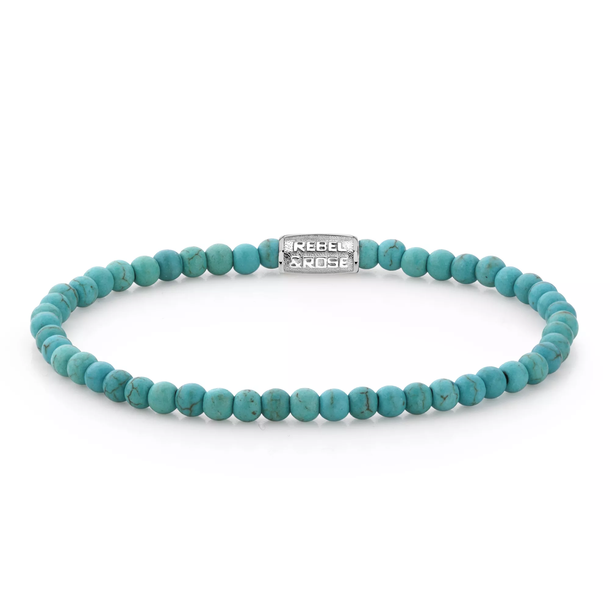 Rebel and Rose RR-40013-S Rekarmband Beads Turquoise Delight zilver-turquoise 4 mm