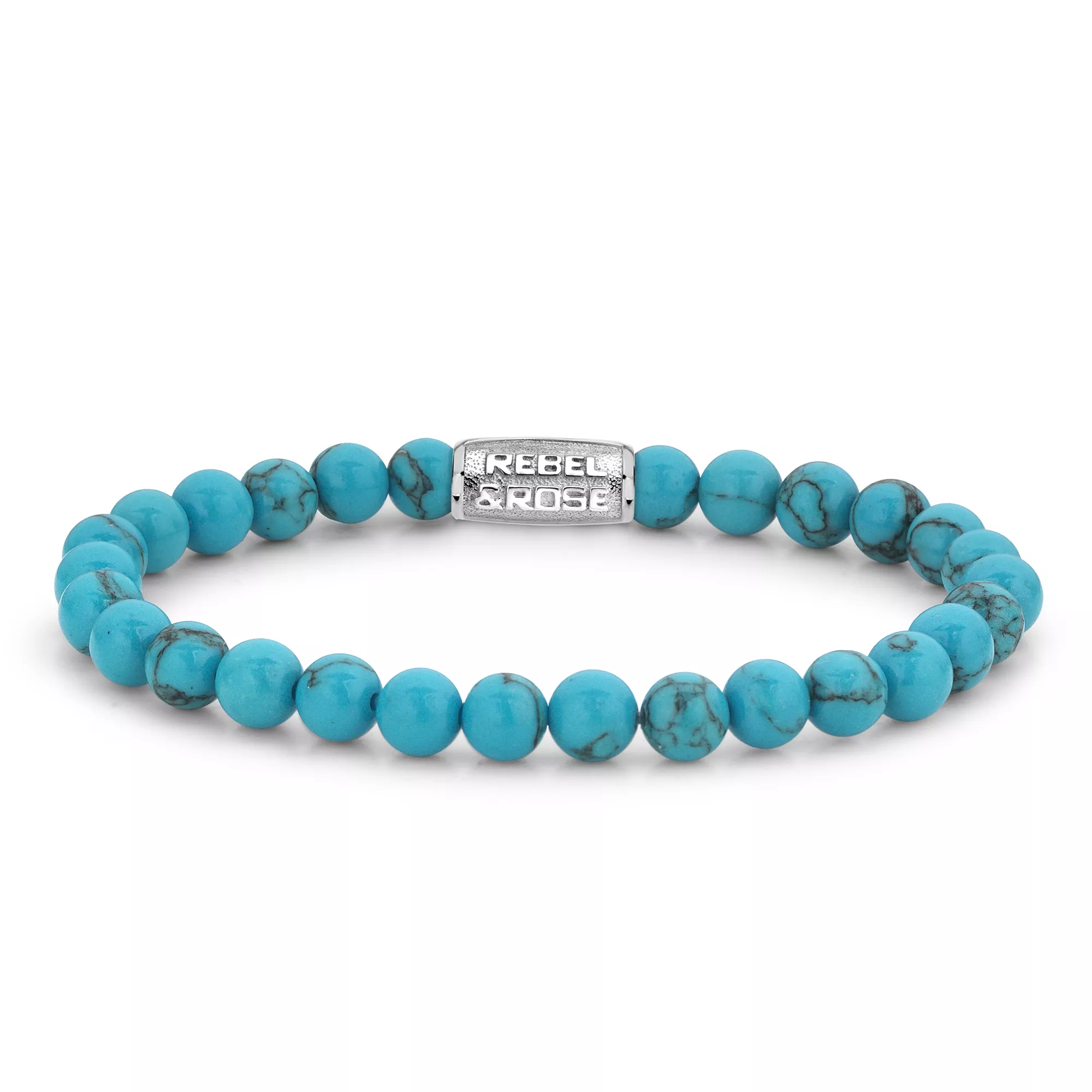 Rebel and Rose RR-60015-S Rekarmband Beads Turquoise Delight zilverkleurig-turquoise 6 mm 