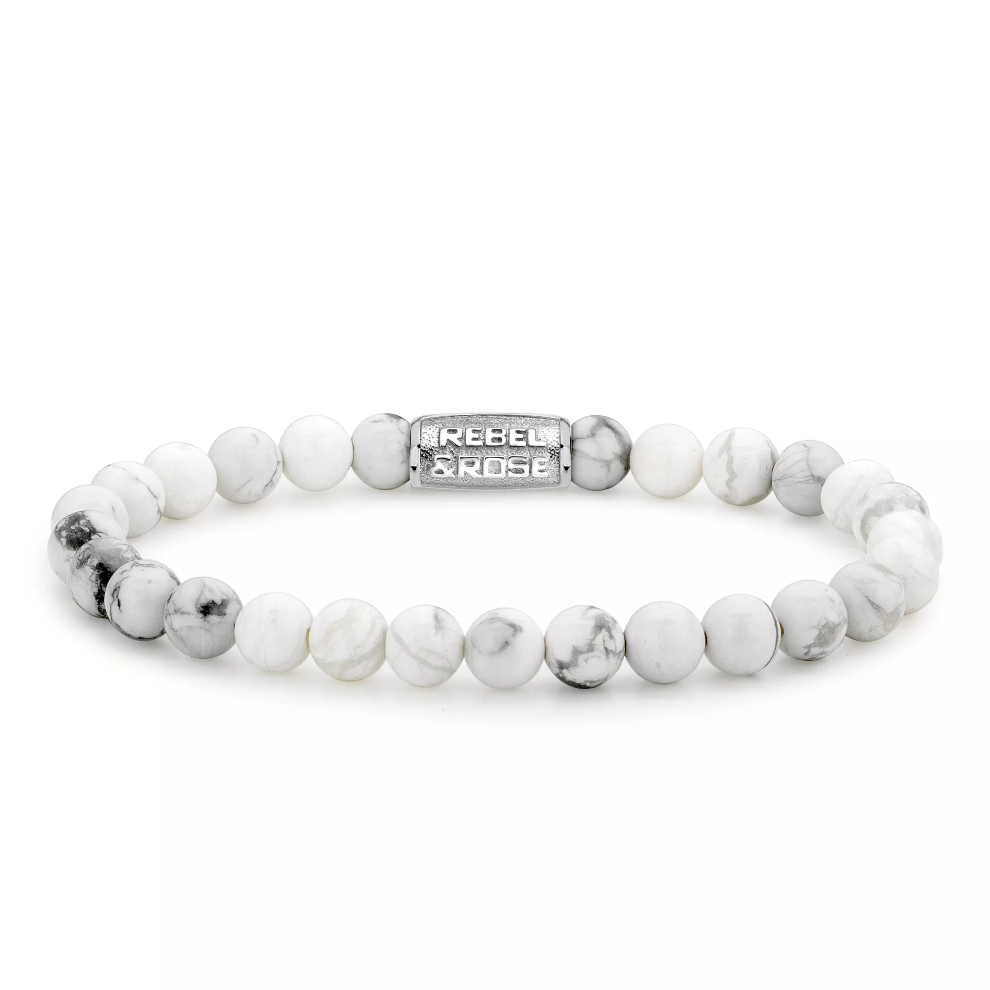 Rebel and Rose RR-60016-S  Rekarmband Beads Virgin White zilverkleurig-wit 6 mm