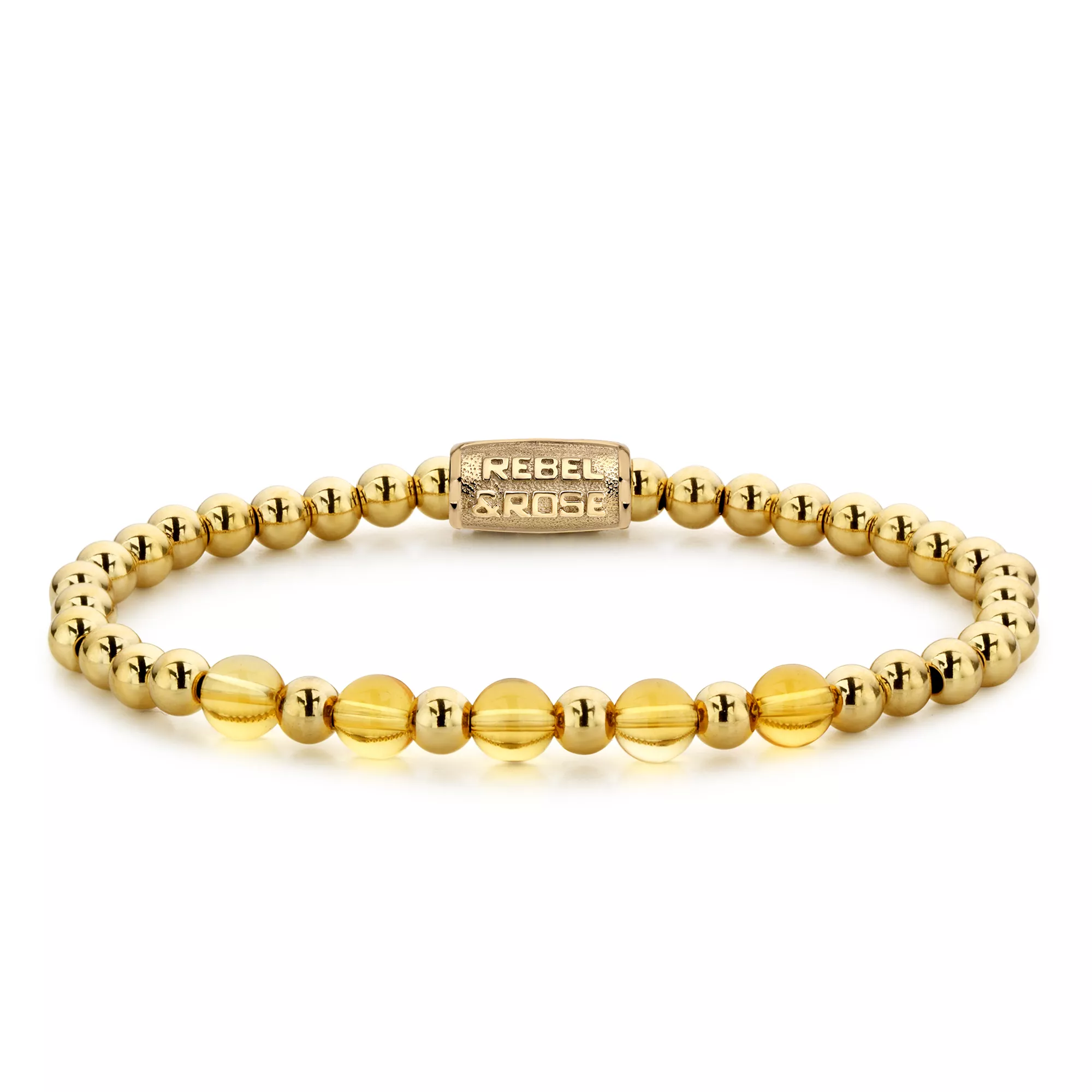 Rebel and Rose RR-60061-G Rekarmband Beads Yellow Gold meets Cheerfull Citrine geel-goudkleurig 6 mm