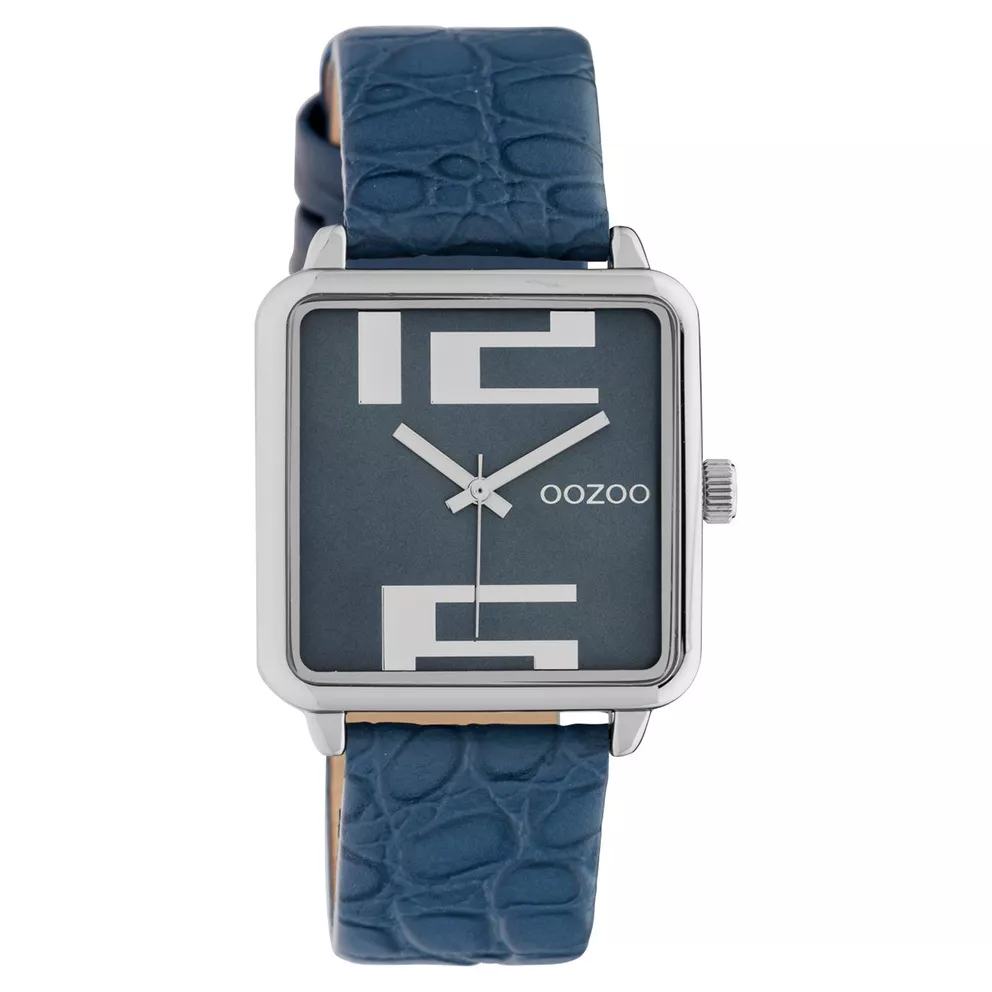OOZOO C10366 Horloge Timepiece Collection Dark Blue Croco 30 x 30 mm