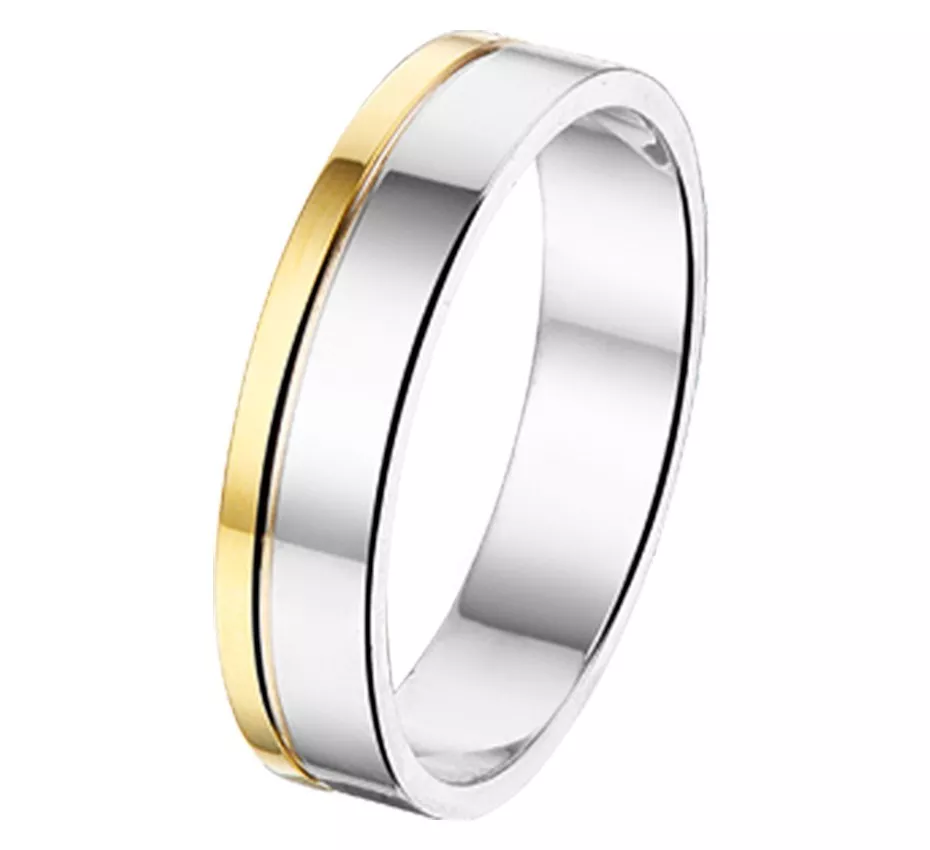 Huiscollectie Ring AL753 - 4 mm - Zonder Steen Goud met Zilver