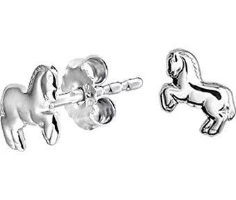 TFT Oorknoppen Paard Zilver Gerhodineerd Glanzend 8.5 mm x 7 mm