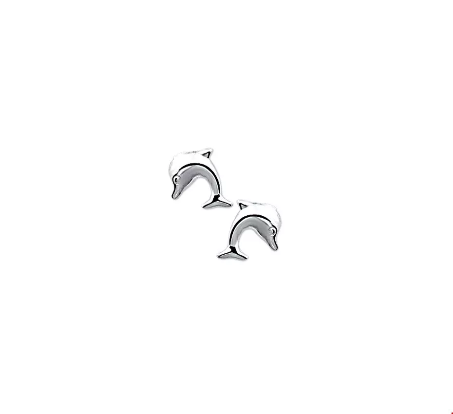 TFT Oorknoppen Dolfijn Zilver Gerhodineerd Glanzend 9 mm x 8 mm