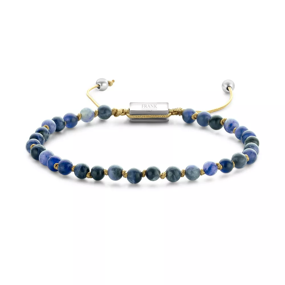 Frank 1967 7FB 0365 Armband Beads natuursteen blauw 4 mm