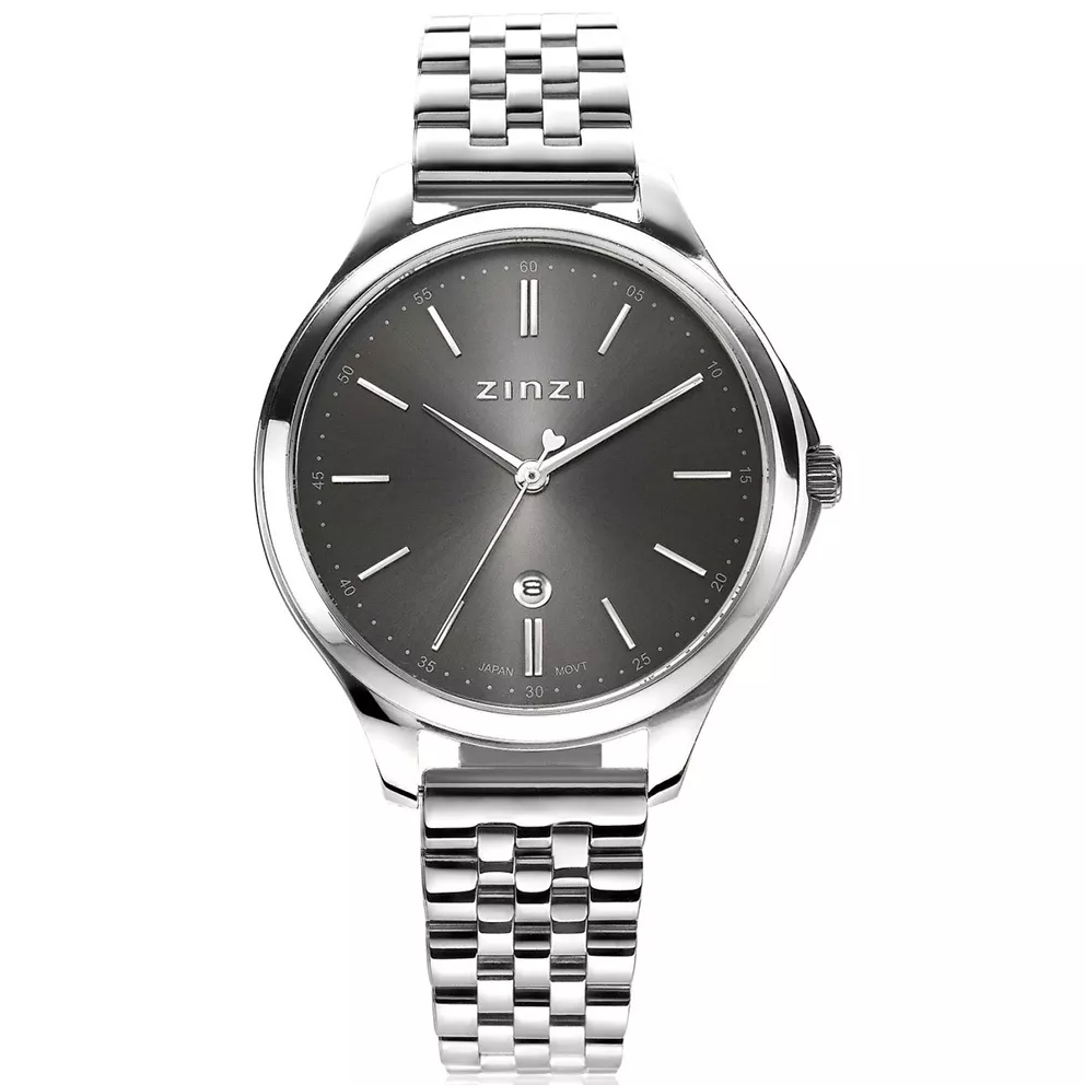Zinzi ZIW1024 Horloge Classy zilverkleurig-grijs  + gratis armband 34 mm
