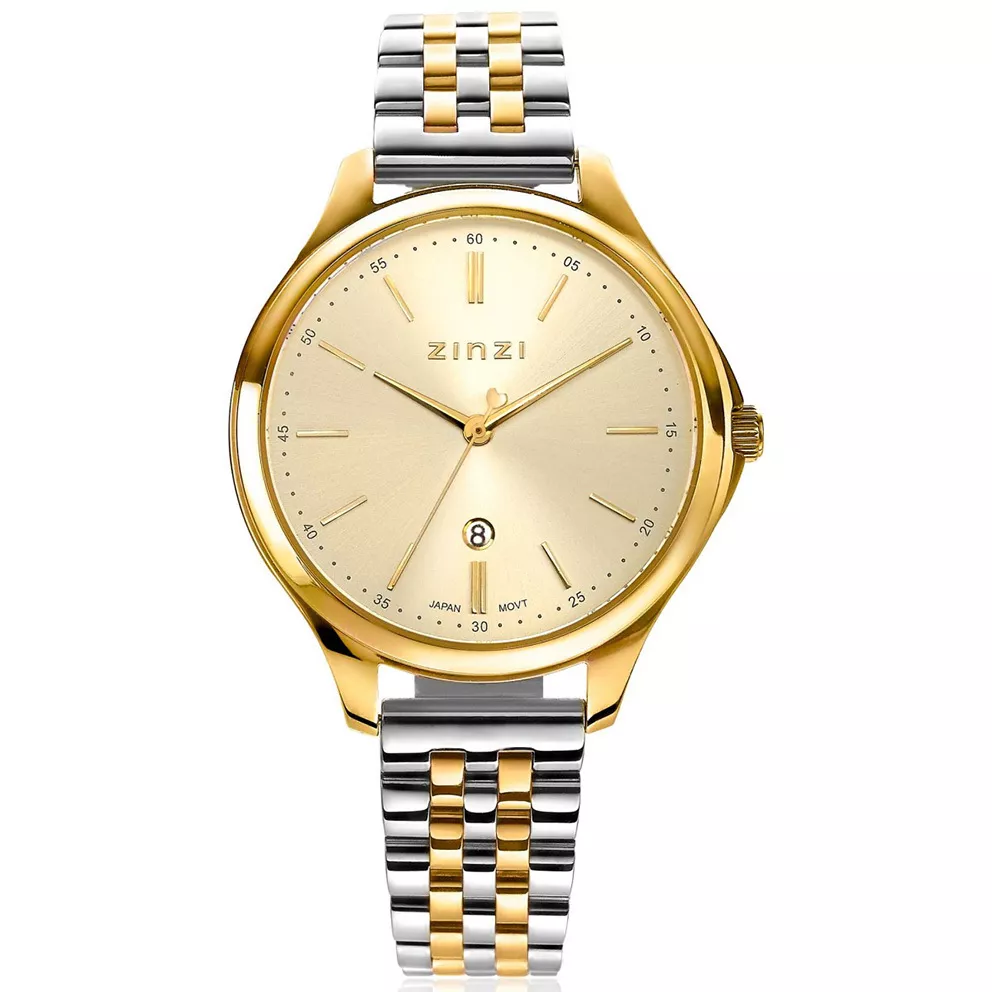 Zinzi ZIW1010 Horloge Classy zilver-en goudkleur + gratis armband 34 mm