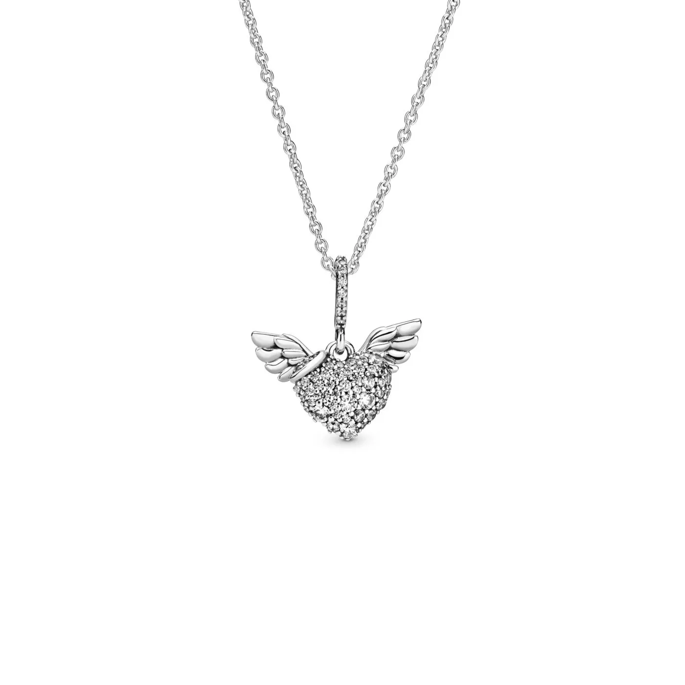 Pandora 398505C01 Ketting Pavé Heart and Angel Wings zilver 45 cm
