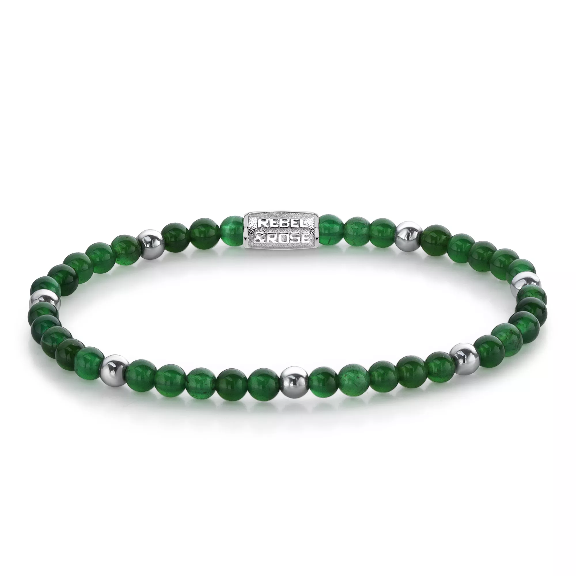 Rebel and Rose RR-40052-S-XS Rekarmband Beads Green Harmony groen-zilverkleurig 4 mm