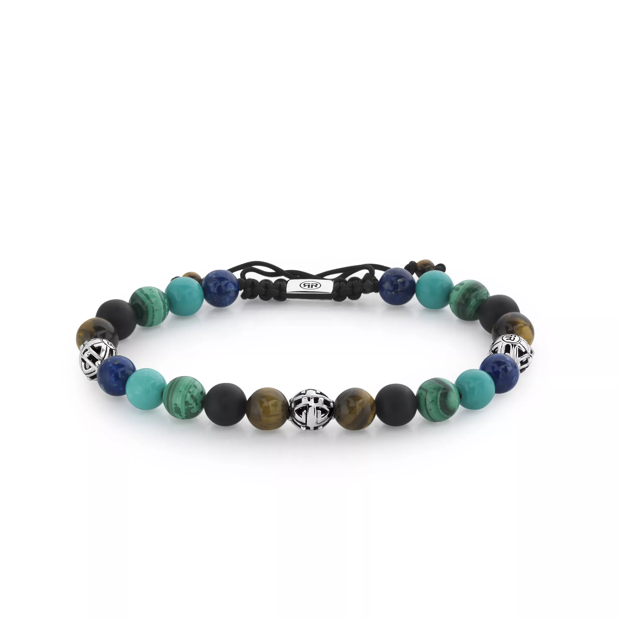 Rebel and Rose RR-8S013-S-SML Armband Mix Holiday Vibes 8 mm zilverkleurig-blauw-turquoise 16,5-19 cm