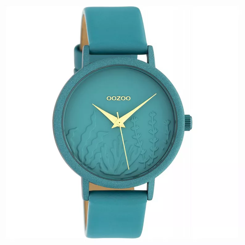 OOZOO C10606 Horloge Timepieces aluminium/leder viridiangreen 36 mm