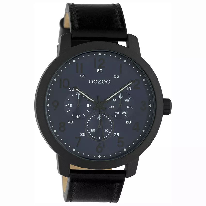 OOZOO C10509 Horloge Timepieces staal/leder black-deepblue 45 mm