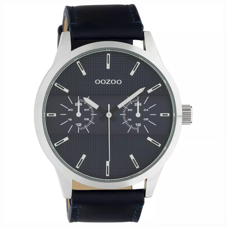 OOZOO C10536 Horloge Timepieces staal/leder darkblue 48 mm