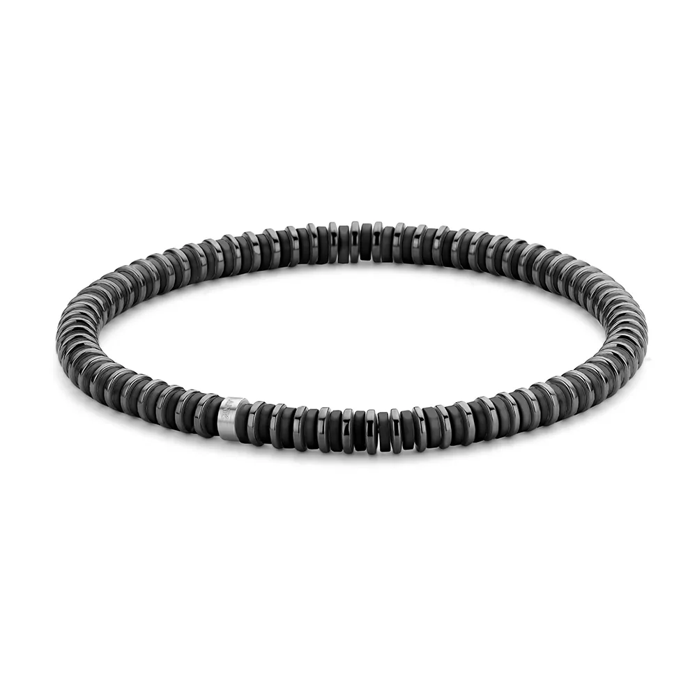 Frank 1967 7FB-0452 Armband met stalen beads zilverkleurig-zwart