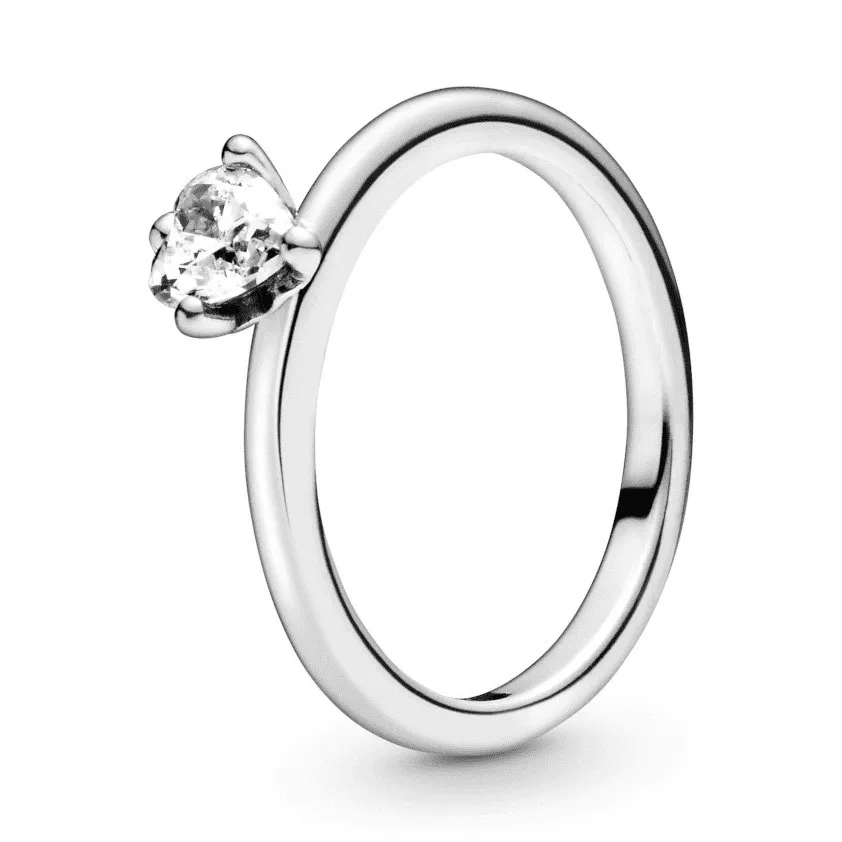 Pandora 198691C01 Ring zilver Clear Heart Solitaire