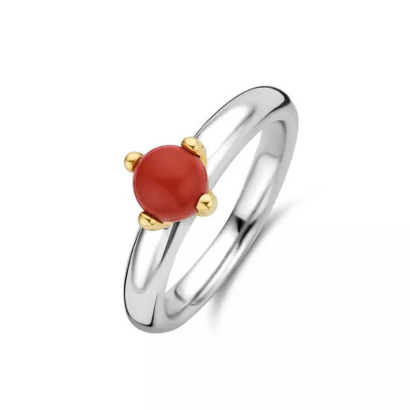 TI SENTO-Milano Ring 12179CR Ring met rode steen zilver goudkleurig