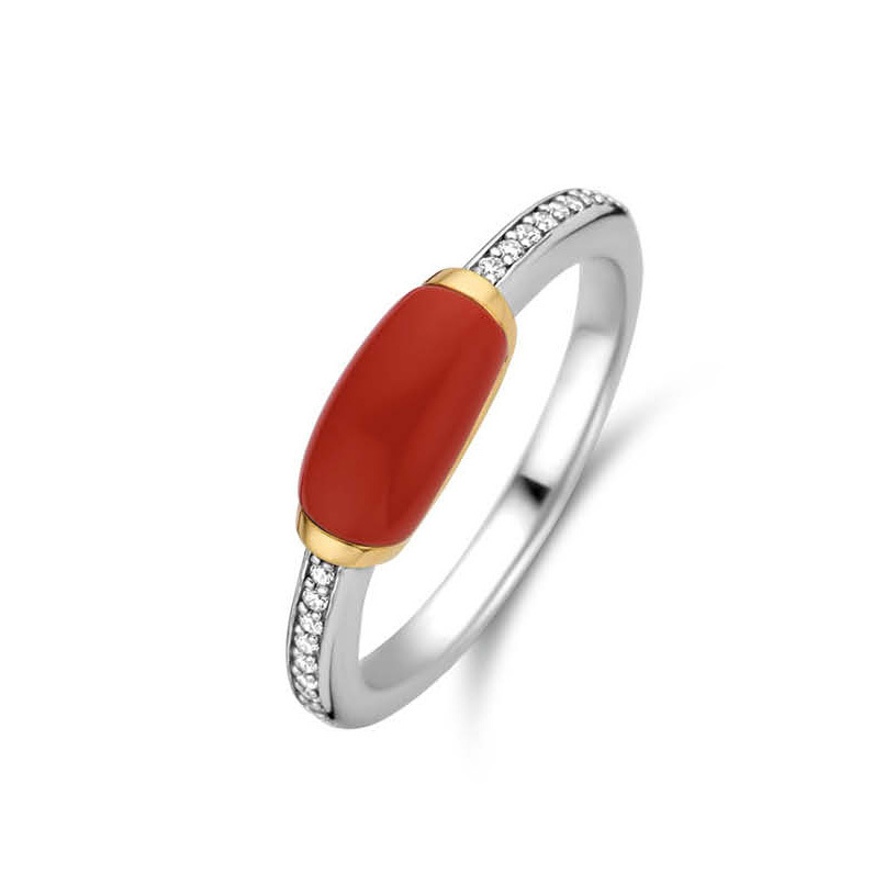 temperament paus Een effectief TI SENTO-Milano Ring 12191CR Ring zilver goudkleurig-rood