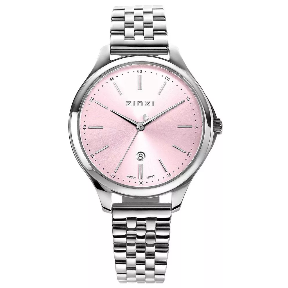 Zinzi ZIW1041 Horloge Classy zilverkleurig-roze 34 mm