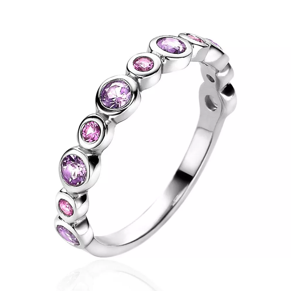 Zinzi ZIR2041 Ring zilver met zirconia paars-roze
