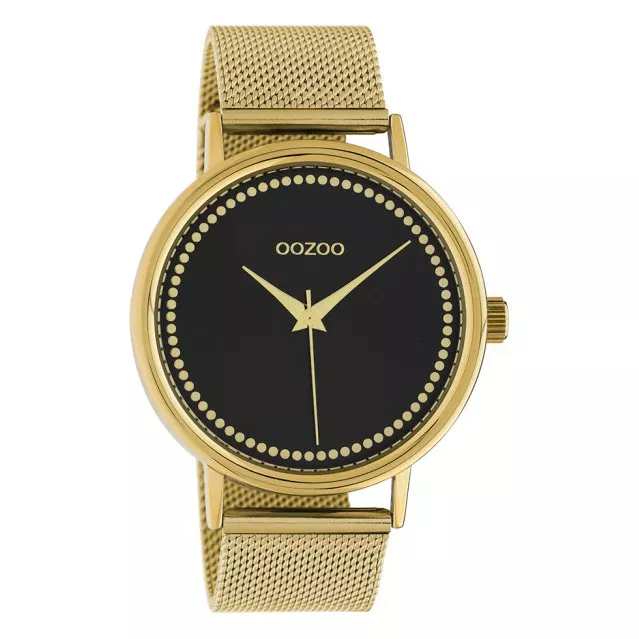 OOZOO C10647 Horloge Timepieces Mesh staal goudkleurig-zwart 42 mm
