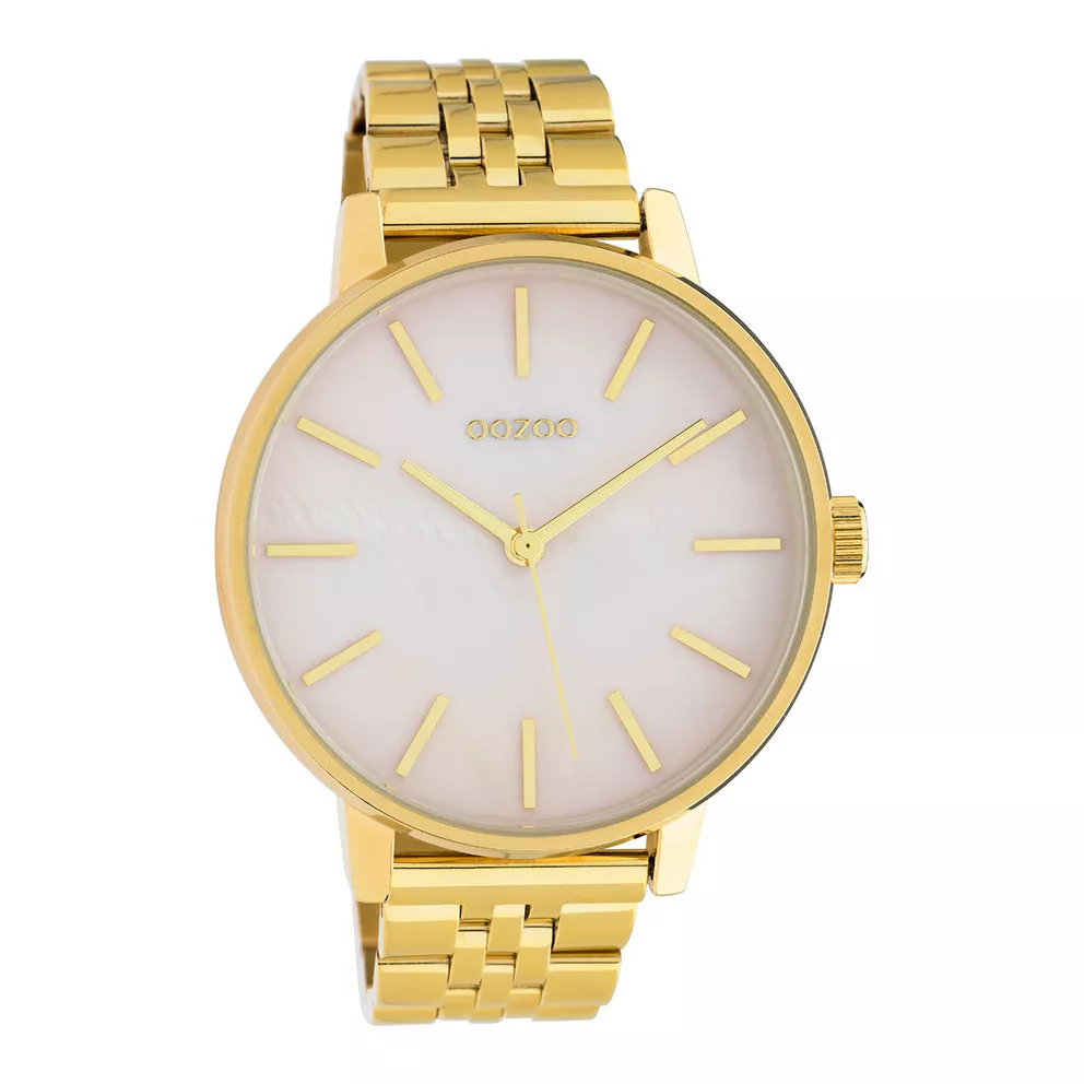OOZOO C10622 Horloge Timepieces staal goudkleurig-roze parelmoer 40 mm