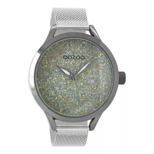 OOZOO C10651 Horloge Timepieces Mesh zilverkleurig-steengrijs titanium/staal 43 mm
