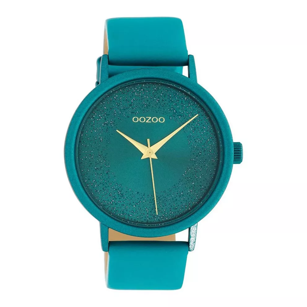 OOZOO C10581 Horloge Timepieces aluminium/leder viridian green 42 mm