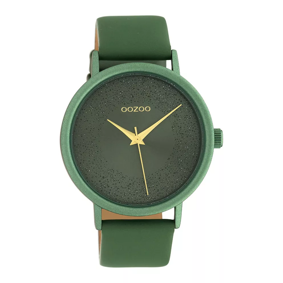 OOZOO C10582 Horloge Timepieces aluminium/leder lillypad green 42 mm