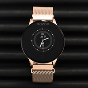 OOZOO Smartwatch Q00117 Mesh staal rosekleurig-zwart 43 mm
