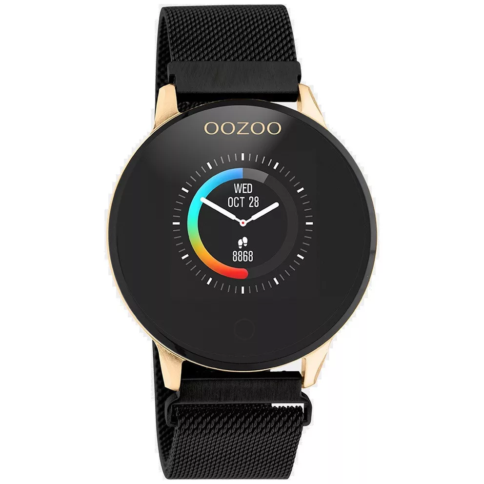 OOZOO Smartwatch Q00118 Mesh staal rose-zwart 43 mm