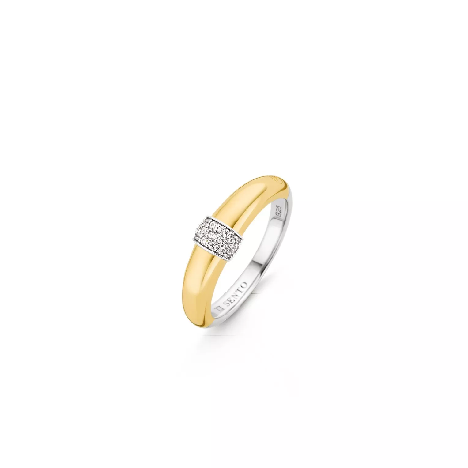TI SENTO - Milano Ring 12151ZY Zilver gold plated Maat 48