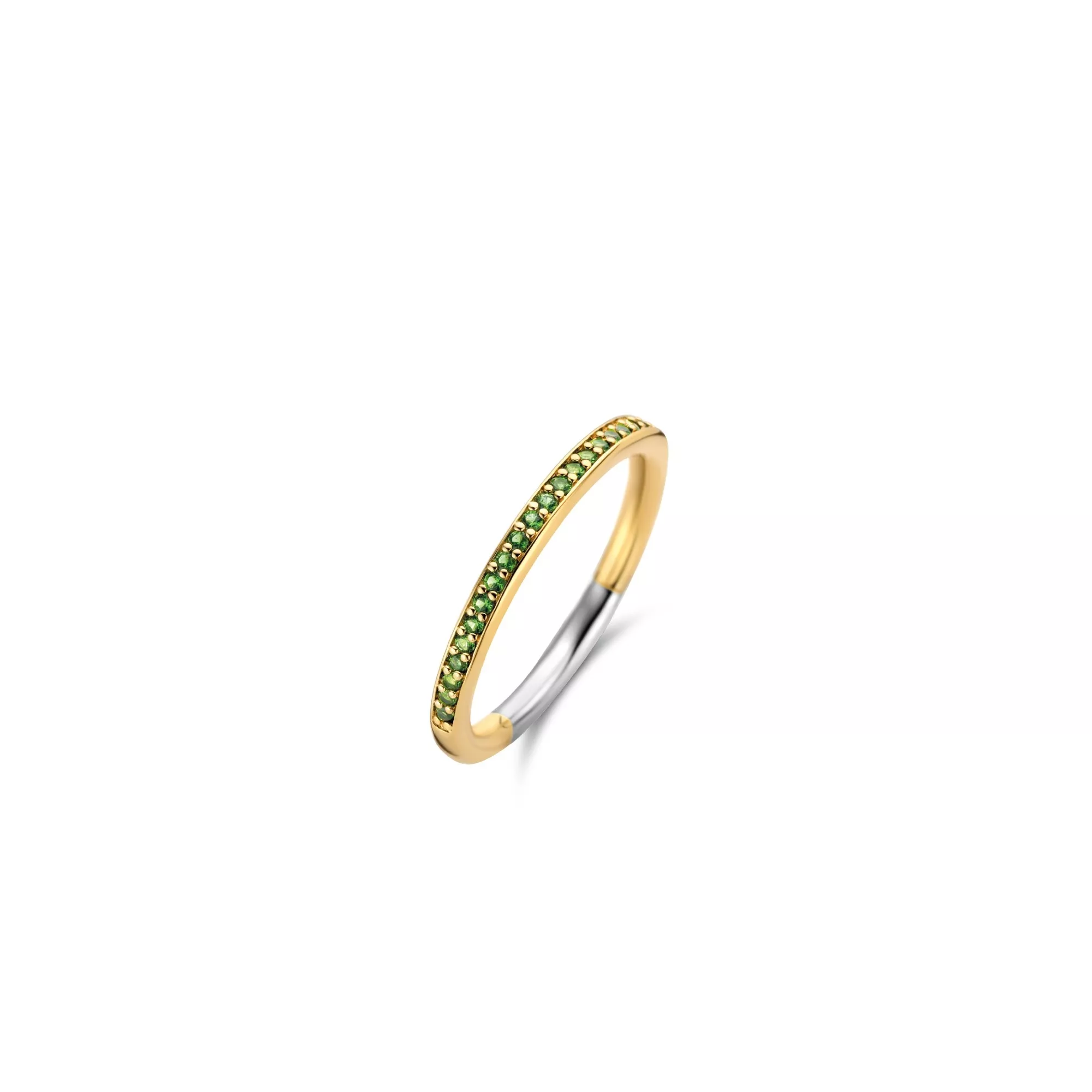 TI SENTO-Milano 1923EM Ring zilver-kleursteen goudkleurig-smaragdgroen