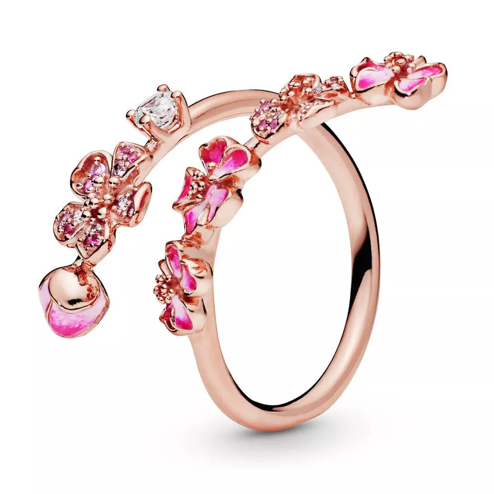 Pandora Rose 188088NCCMX Ring Roze Perzikbloesemtak zilver rosekleurig