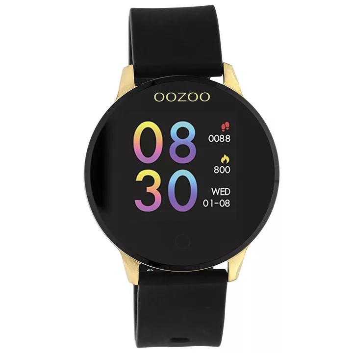 OOZOO Smartwatch Q00120 staal/siliconen goudkleurig-zwart 43 mm