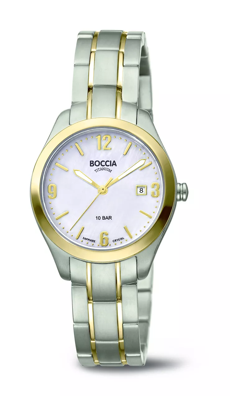 Boccia 3317-03 Horloge Titanium Saffierglas zilver-en goudkleurig 31 mm