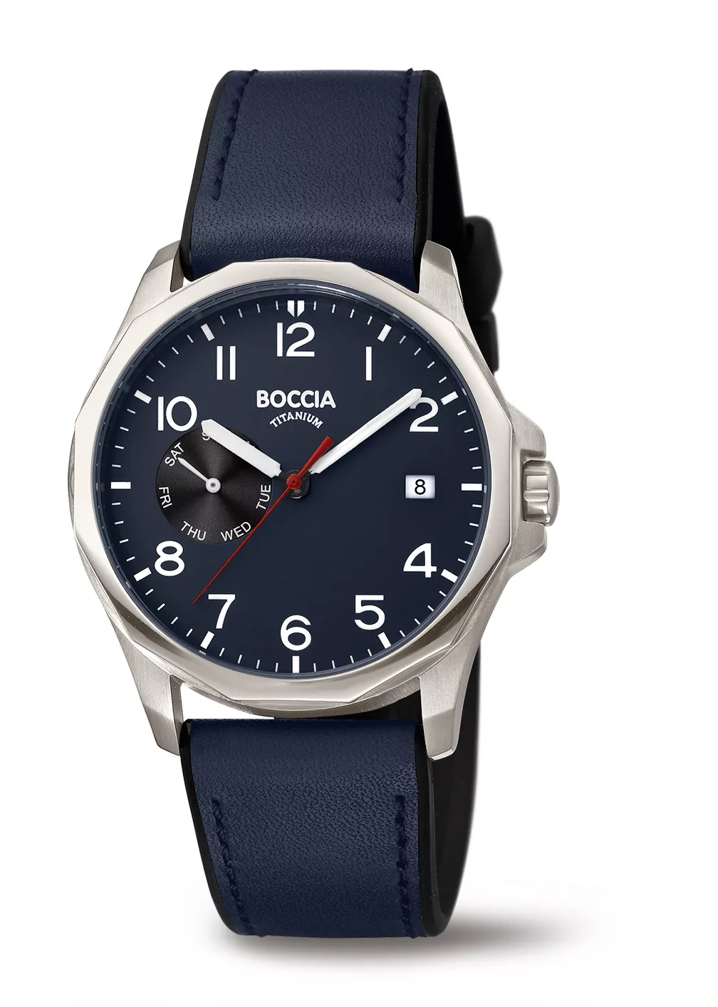 Boccia 3644-02 Horloge Titanium-Leder blauw 40 mm