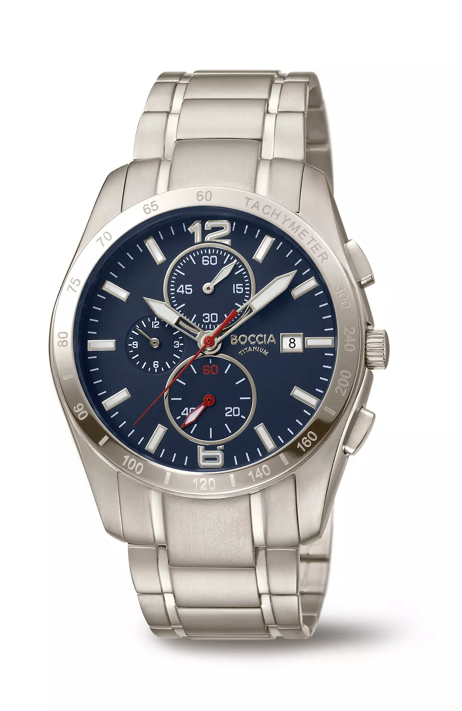 Boccia 3767-03 Horloge Titanium zilverkleurig-blauw 41 mm