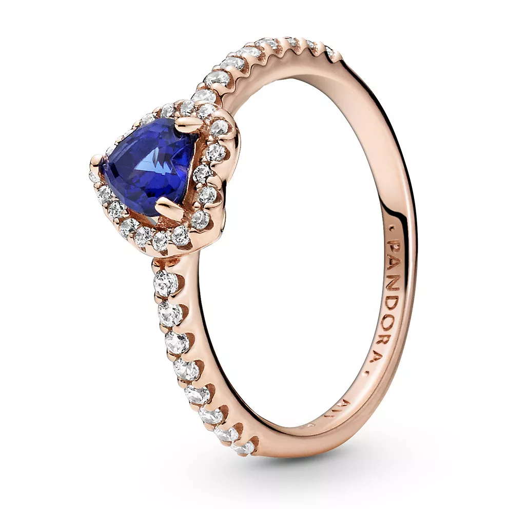 Pandora Rose 188421C01 Ring Sparkling Blue Heart zilver rosekleurig