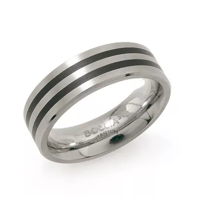 Boccia 0101-1754 Ring Titanium Emaille Zilverkleurig Maat 54