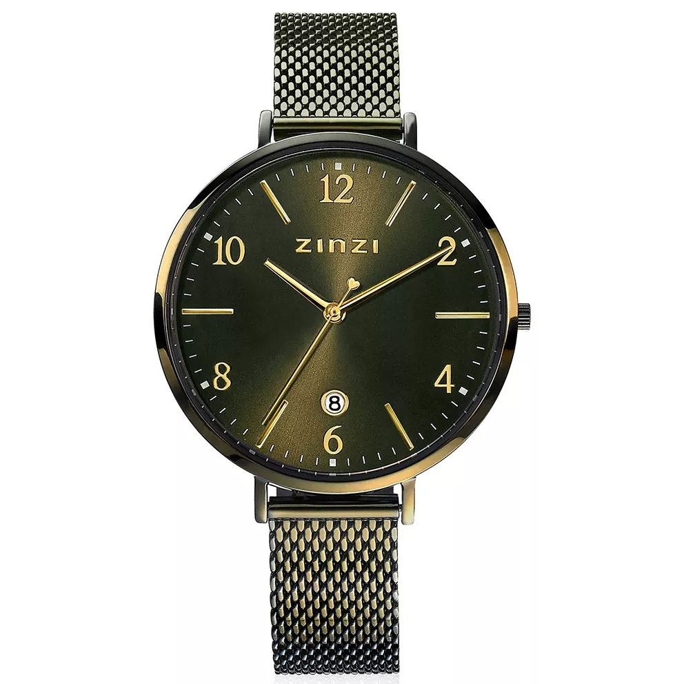 Zinzi ZIW1444 Horloge Sophie Mesh olijfgroen + gratis armband 38 mm