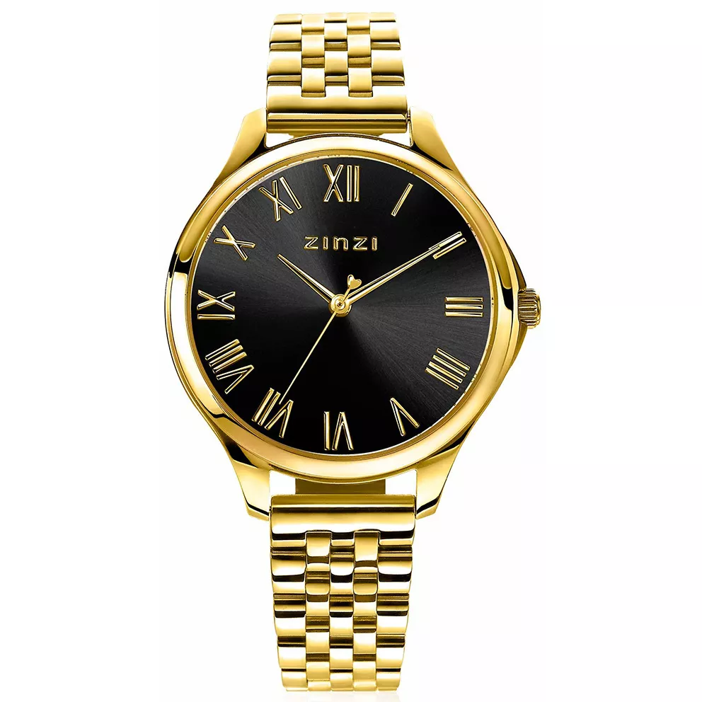 Zinzi ZIW1143 Horloge Julia goudkleurig-zwart + gratis armband 34 mm