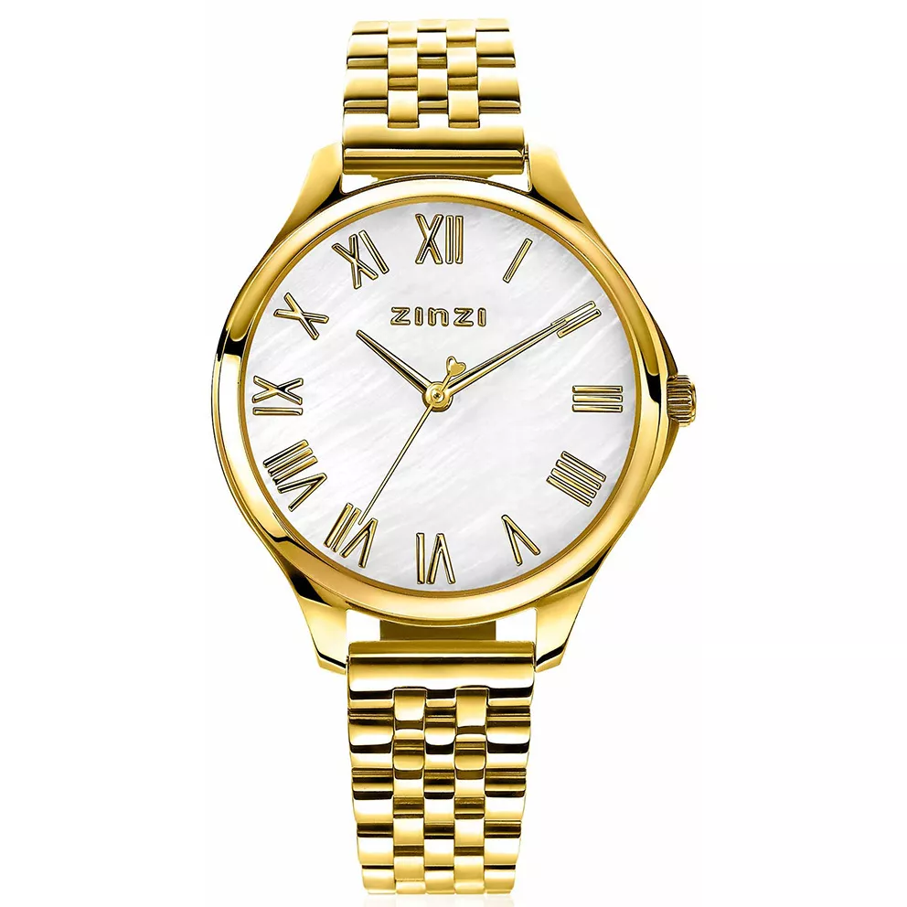 Zinzi ZIW1134 Horloge Julia goudkleurig-parelmoer + gratis armband 34 mm