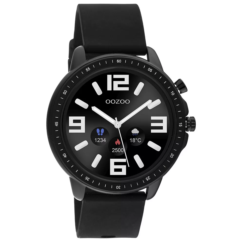 OOZOO Q00304 Smartwatch Staal-Rubber zwart 45 mm