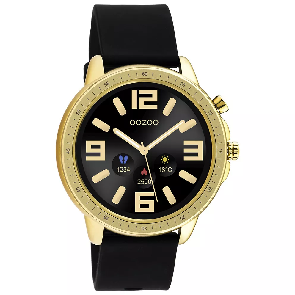 OOZOO Q00301 Smartwatch Staal-Rubber goudkleurig-zwart 45 mm