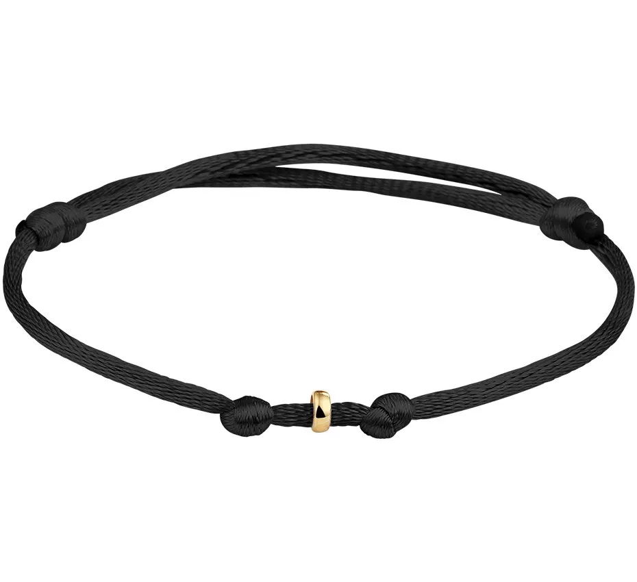 Armband Ringetje satijn-geelgoud zwart 17-30 cm