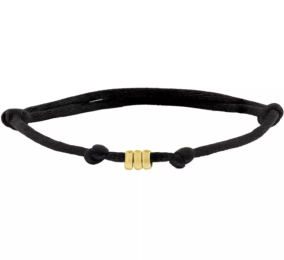 Armband 3 Ringetjes satijn-geelgoud zwart 11-19 cm