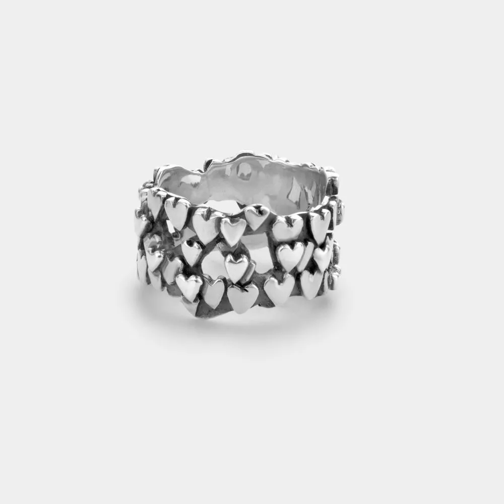 Rebel and Rose RR-RG026-S Ring Zilver Hearts & Hearts 58 ( 18) - 8 gr.
